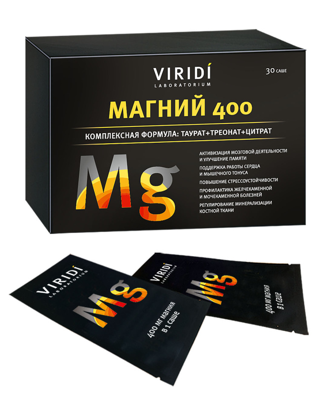 БАД VIRIDI Магний 400 вкус клюква 30 саше