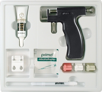 Комплект инструментов и принадлежностей для прокола мочки уха модель R 993-S