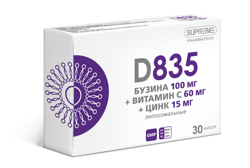 БАД SUPREME PHARMATECH D835 ЛИПОСОМАЛЬНЫЙ БУЗИНА-ВИТАМИН С-ЦИНК 100 мг 30 капсул