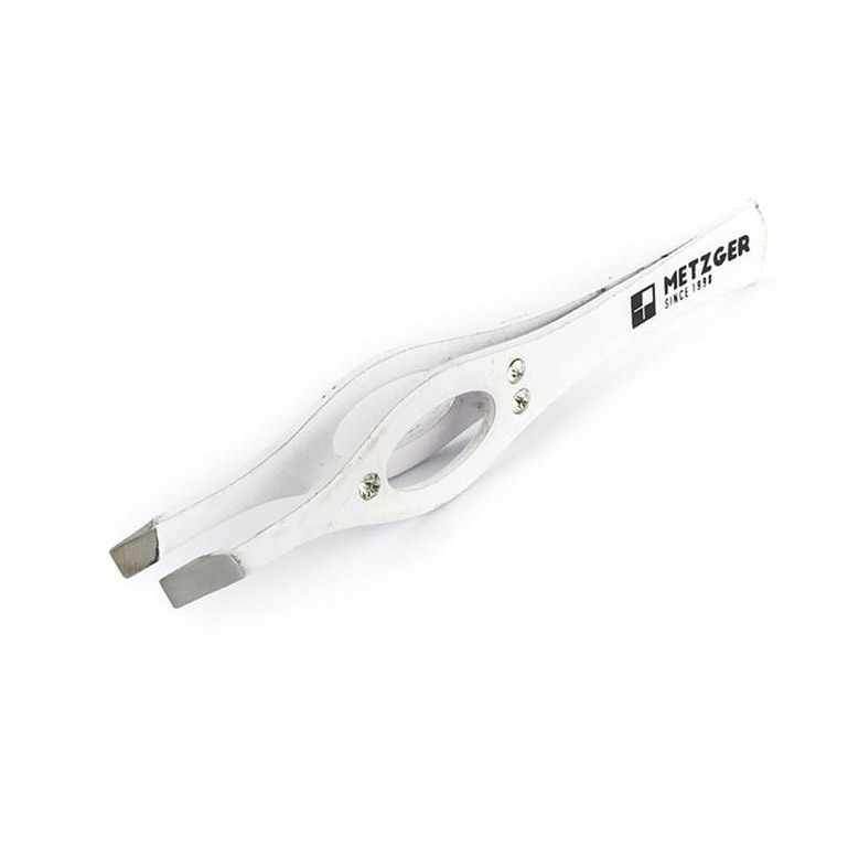 Пинцет PT-213 (2) - WT прямой (белыи со стразами)