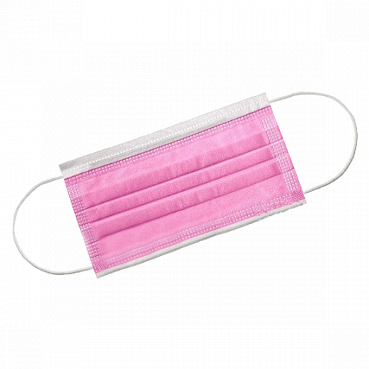 Маска 3-х слойная на резинках розовая 1-Touch Эконом 50 шт/уп