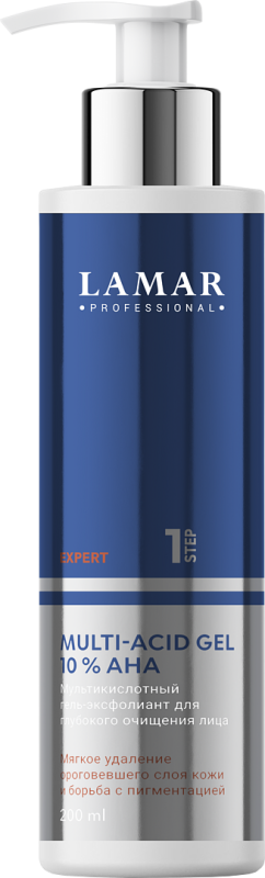 Мультикислотный гель-эксфолиант для глубокого очищения лица MULTI-ACID GEL 10 % AHA, 200 мл