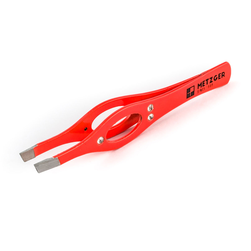 Пинцет PT-213 (2) OG скошенный (оранжевый со стразами)