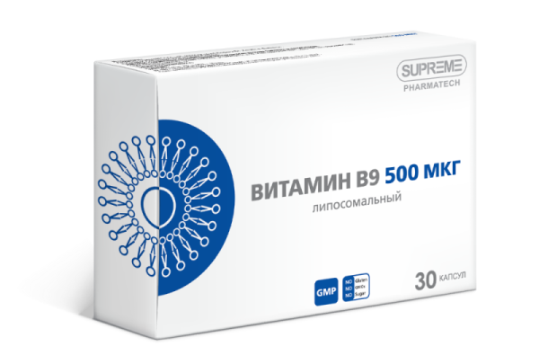 БАД SUPREME PHARMATECH ЛИПОСОМАЛЬНЫЙ ВИТАМИН В9 0,5 мг 30 капсул